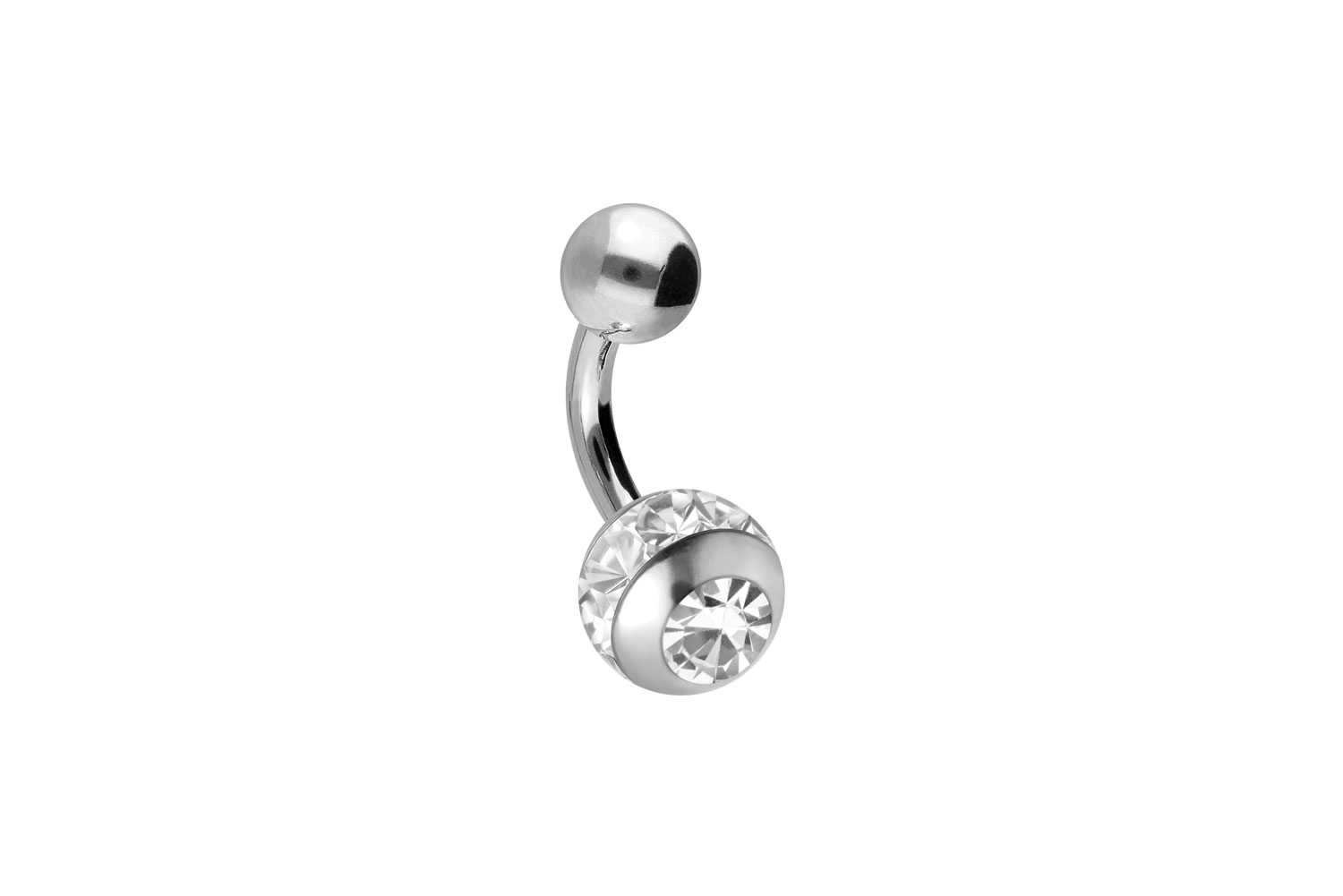 Titan Mini Bananabell Piercing EPOXY-RING-KUGEL + KRISTALL + TITAN-KUGEL